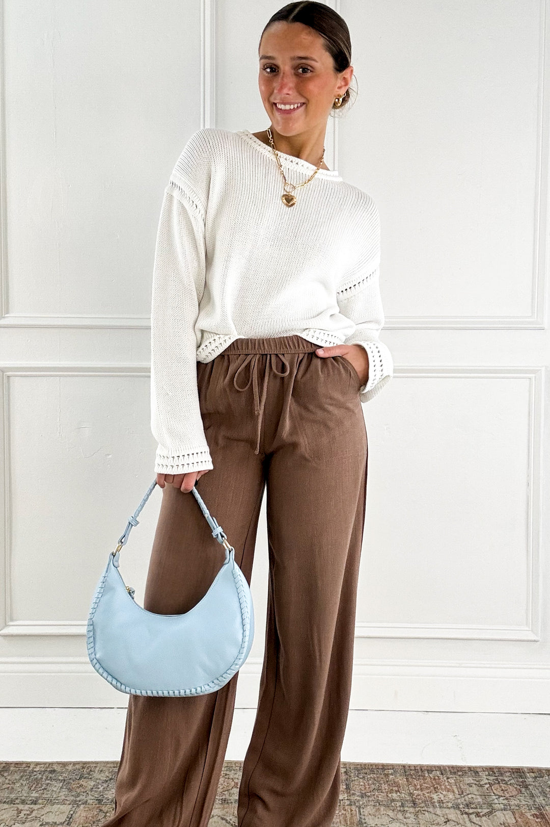 Linen Blend Wide Leg Pants