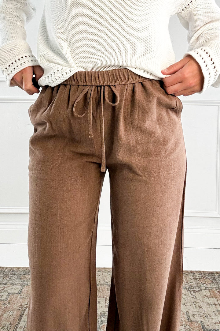 Linen Blend Wide Leg Pants
