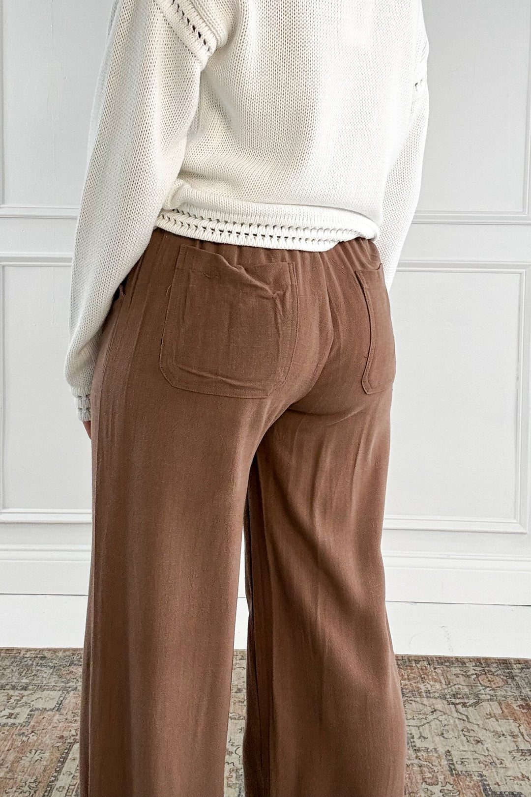 Linen Blend Wide Leg Pants