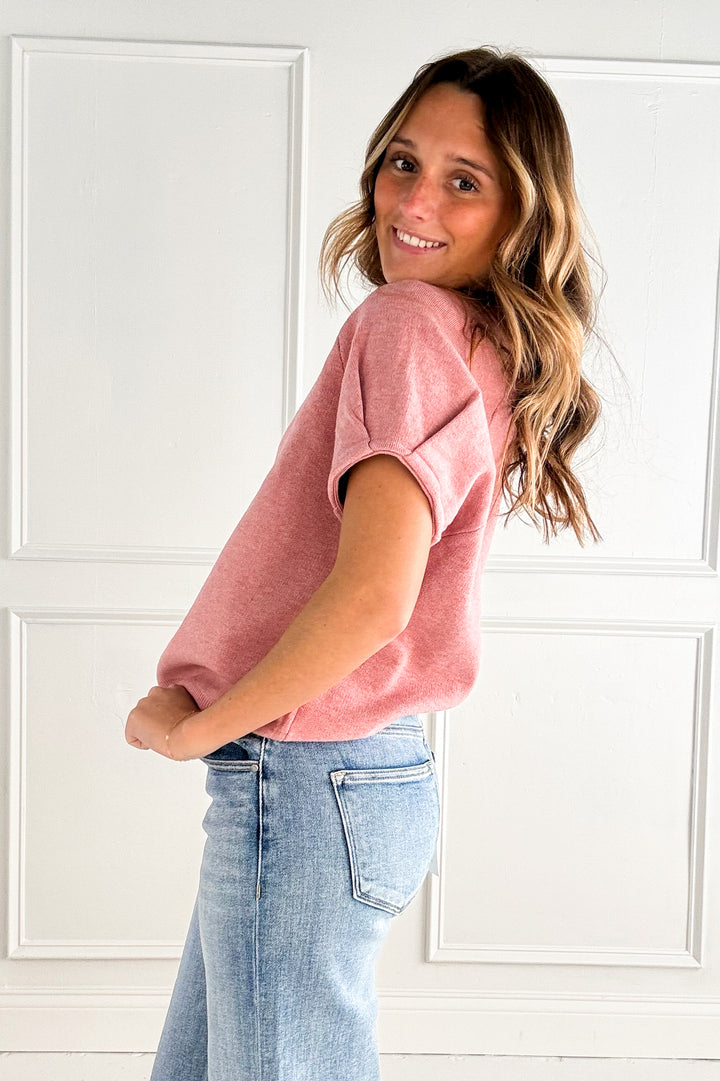 Pleated Puff Short Sleeve Sweater