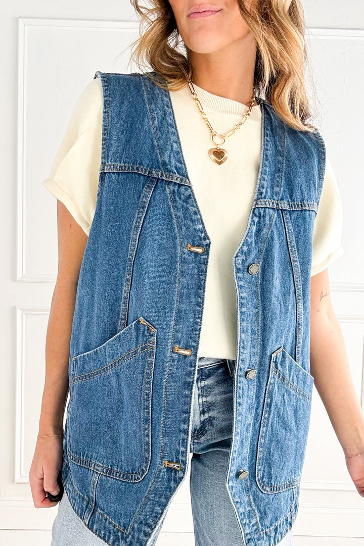 Denim Vest with Pockets
