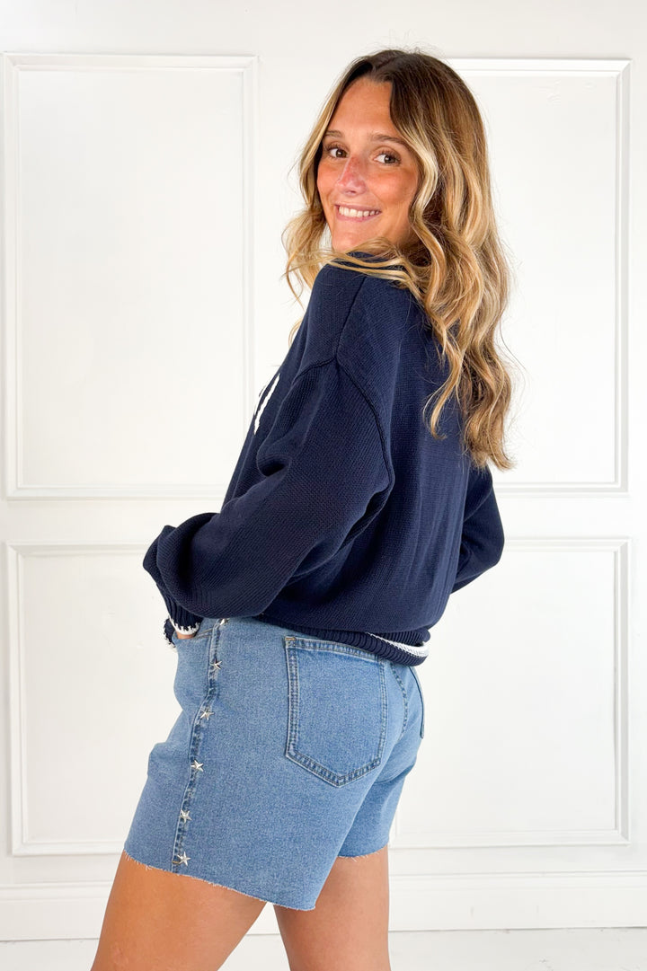 Star Studded Stretch Denim Short