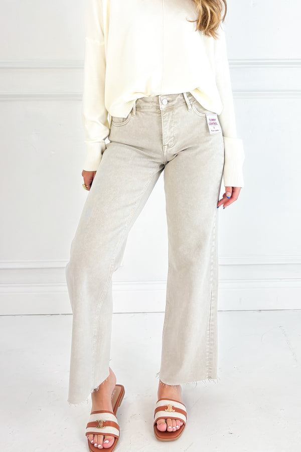 Risen Tummy Control Raw Hem Jeans