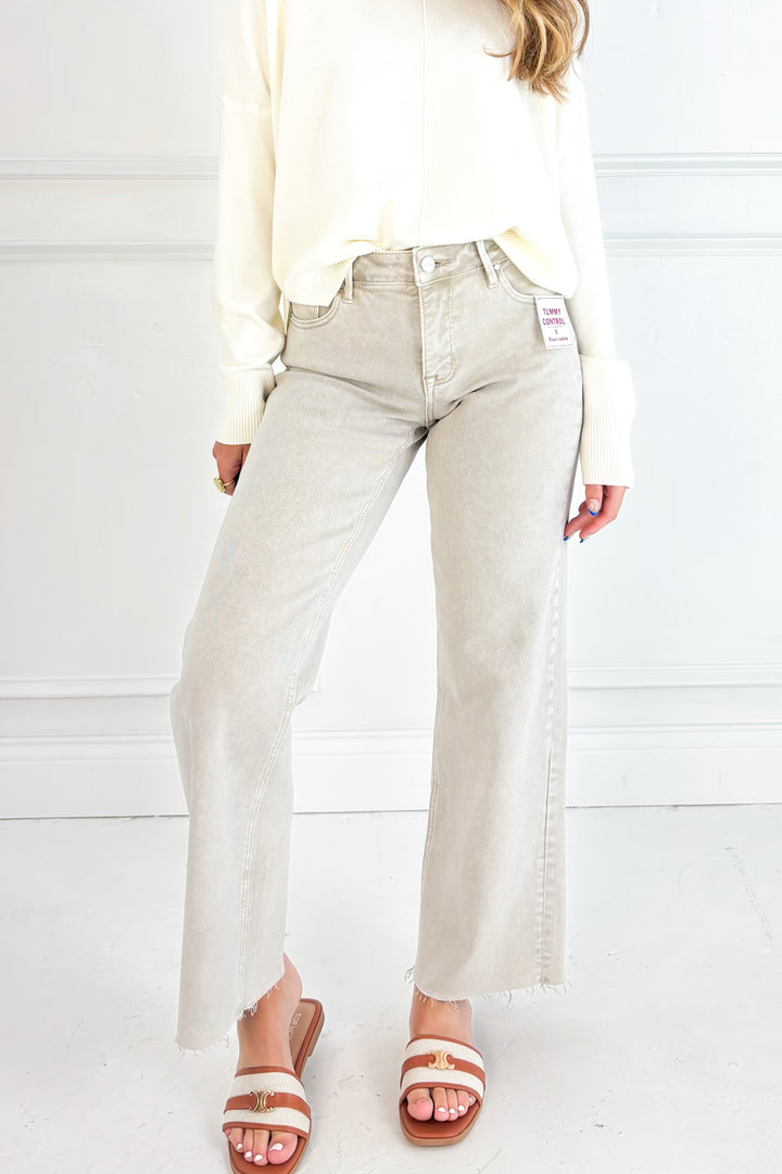 Risen Tummy Control Raw Hem Jeans