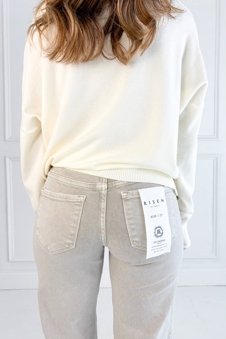 Risen Tummy Control Raw Hem Jeans
