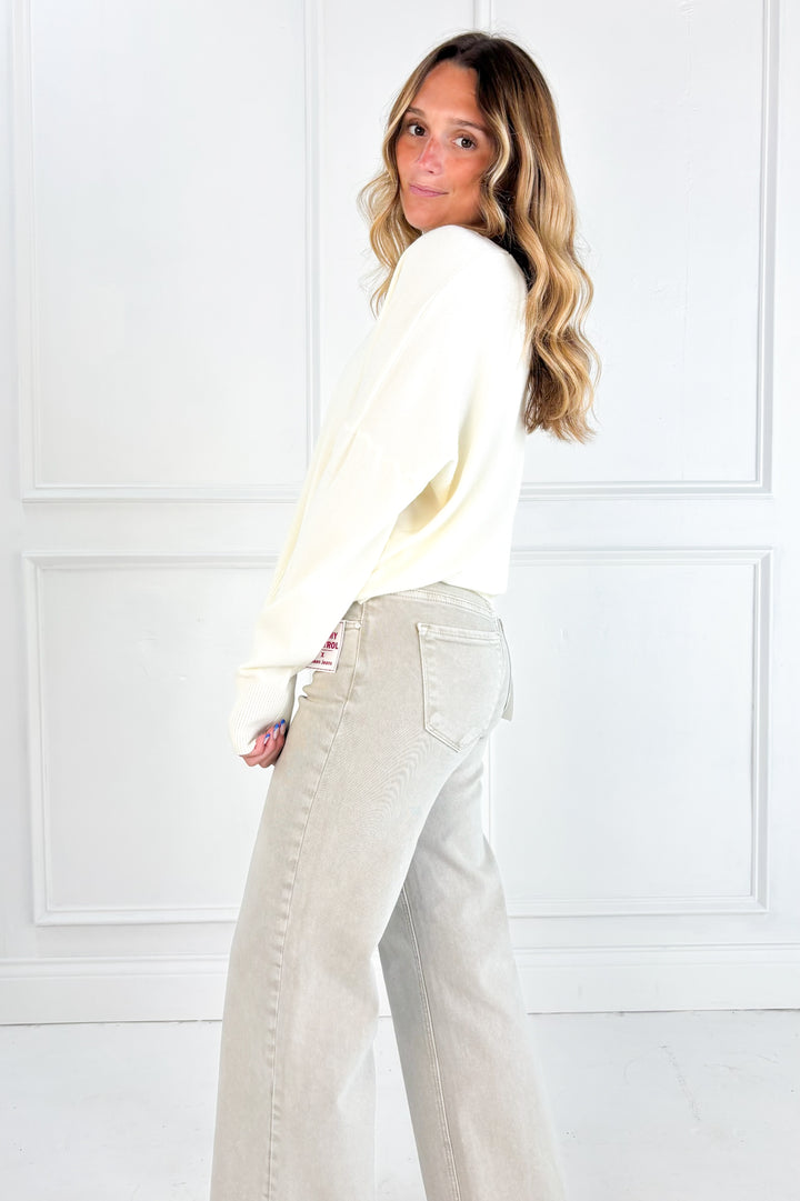Risen Tummy Control Raw Hem Jeans