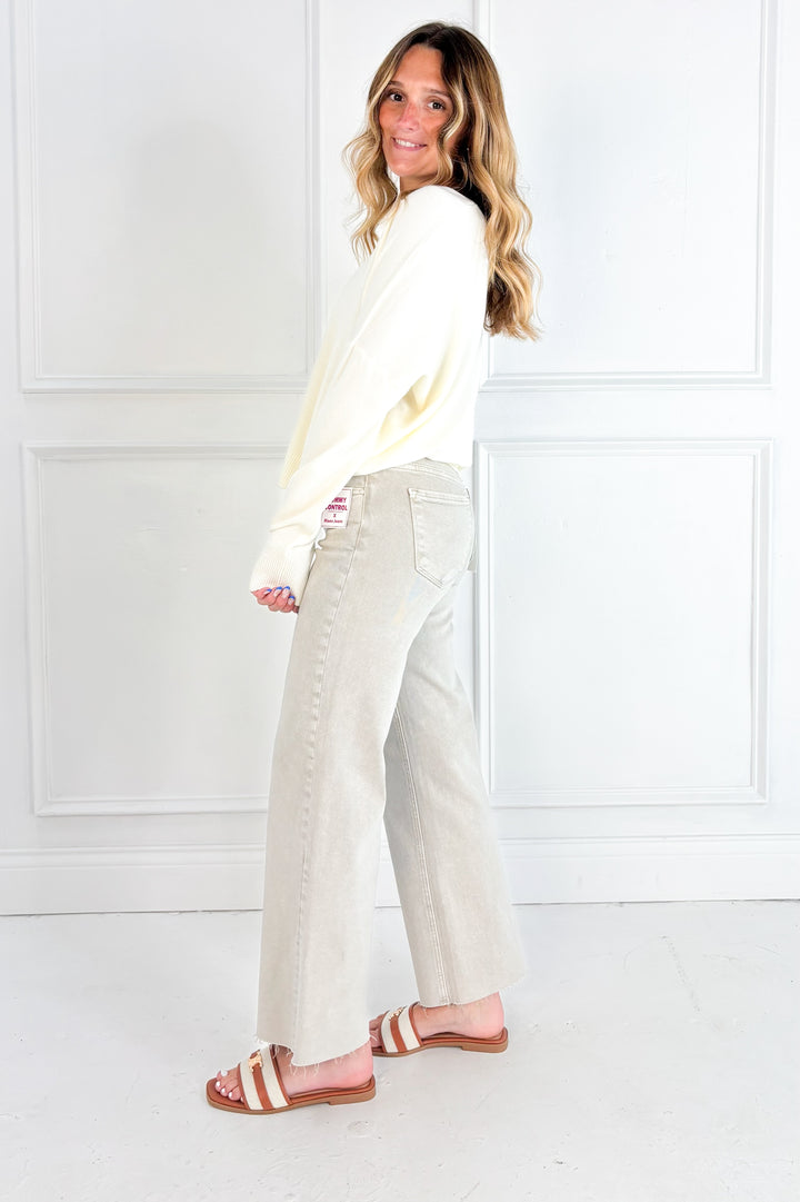 Risen Tummy Control Raw Hem Jeans
