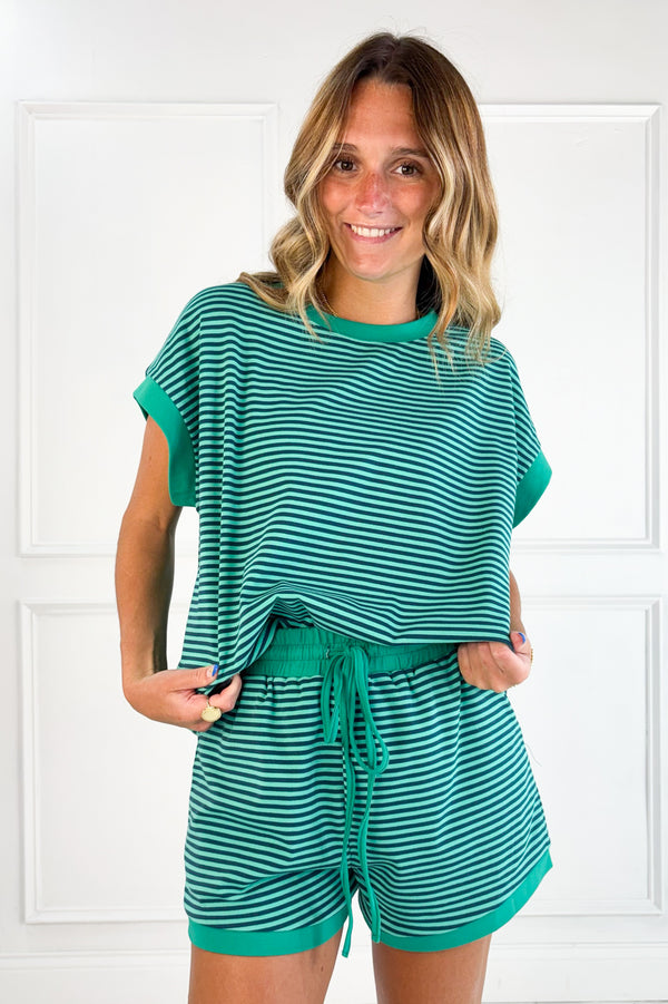 Green Striped Shorts