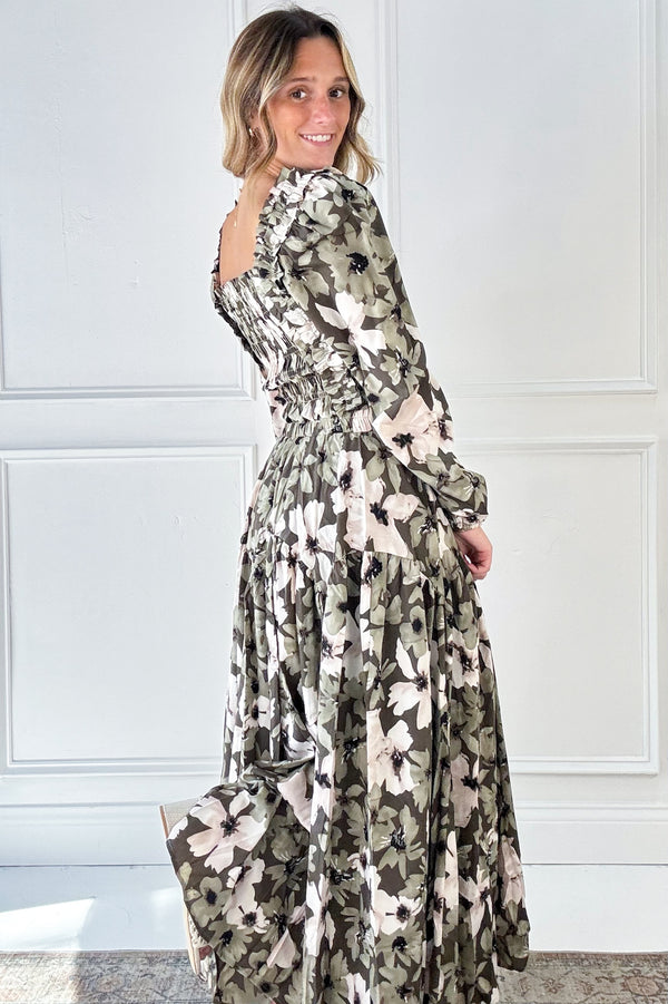 Olive Bloom Maxi Skirt