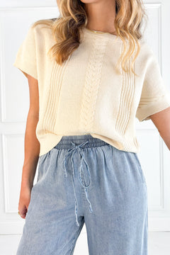 Chambray Denim Ruffle Hem Pants