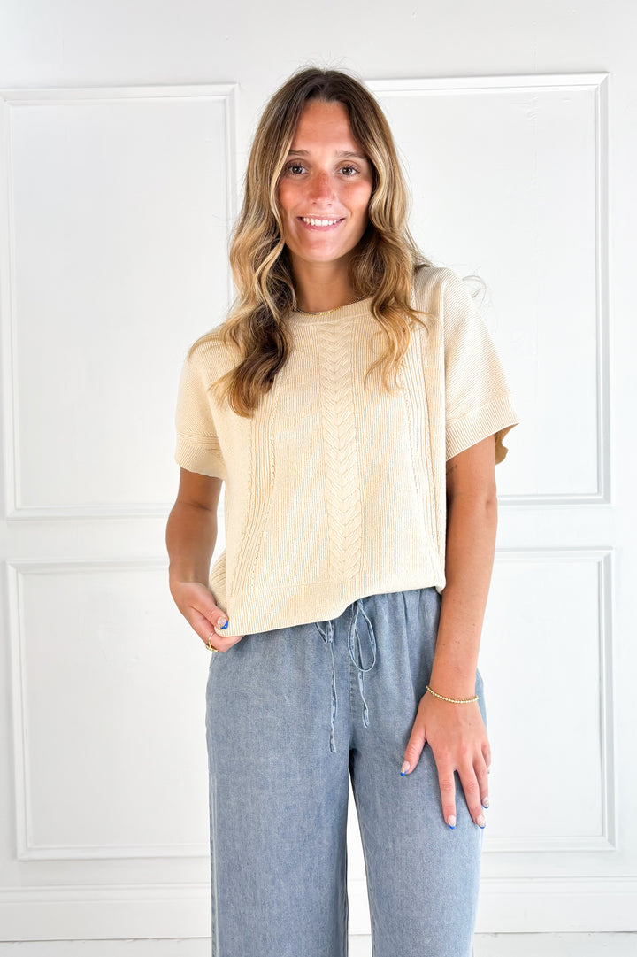 Chambray Denim Ruffle Hem Pants