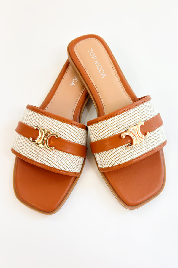 Neutral Girl Slip on Striped Slides