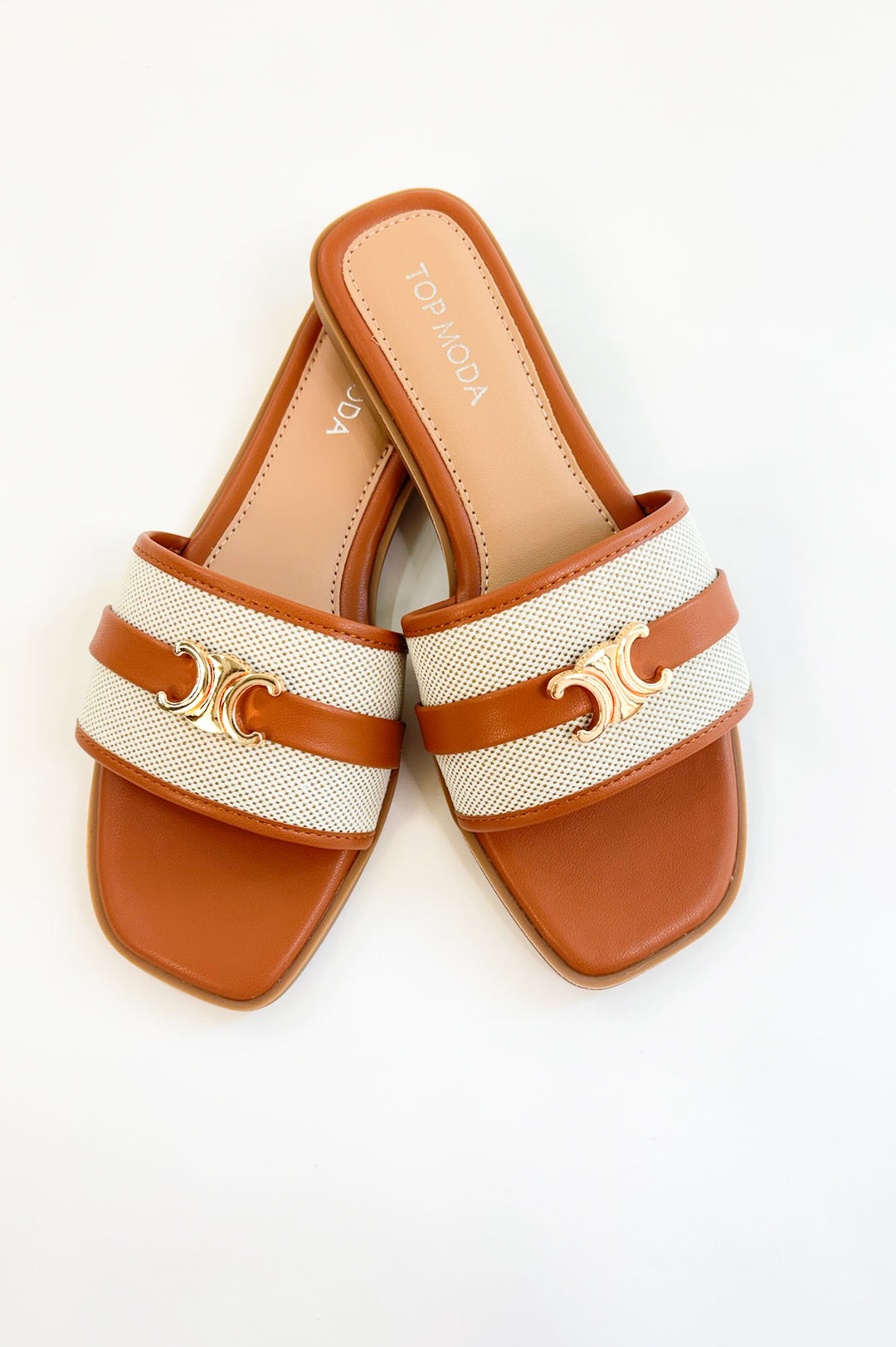 Neutral Girl Slip on Striped Slides