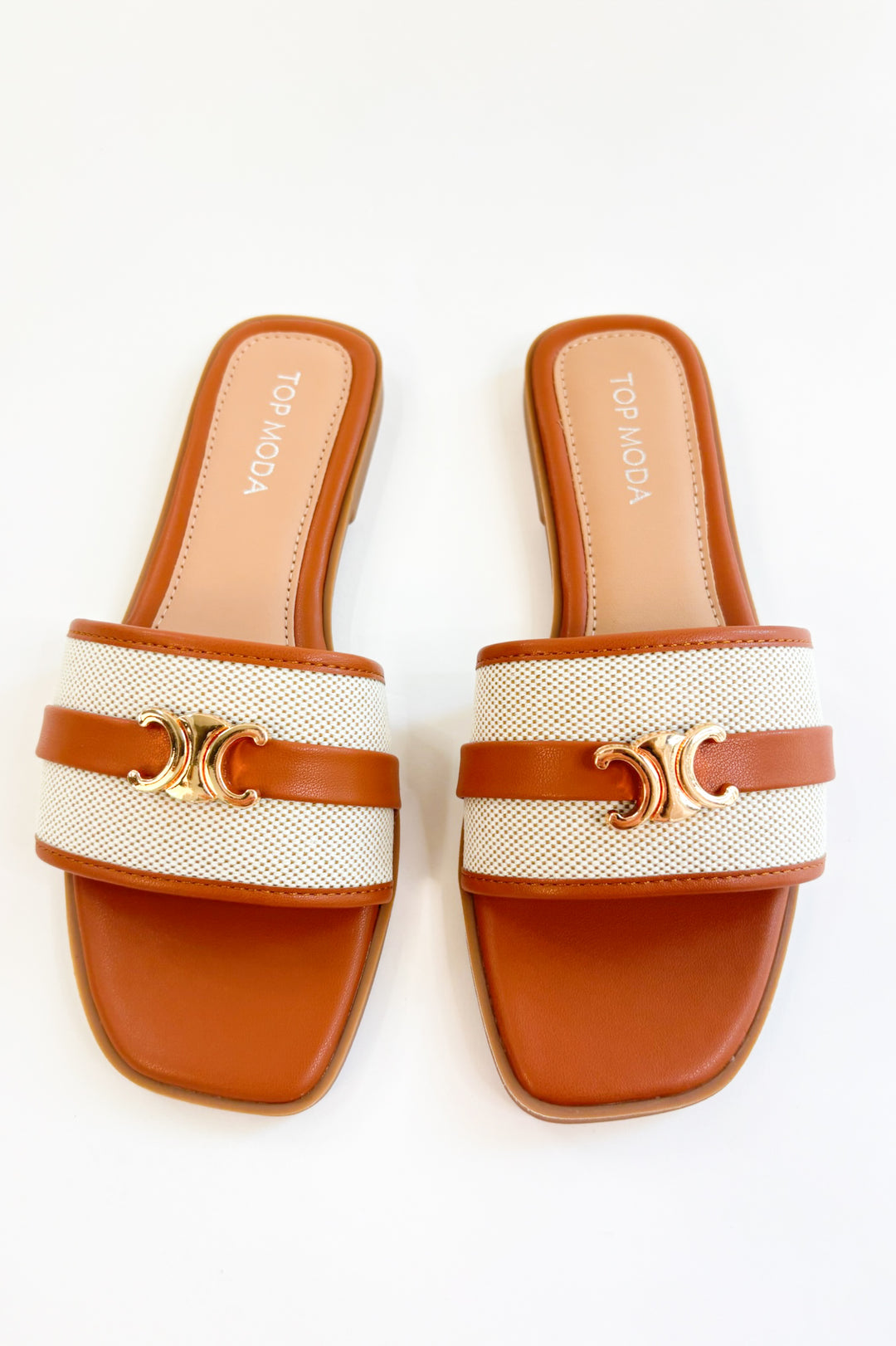 Neutral Girl Slip on Striped Slides