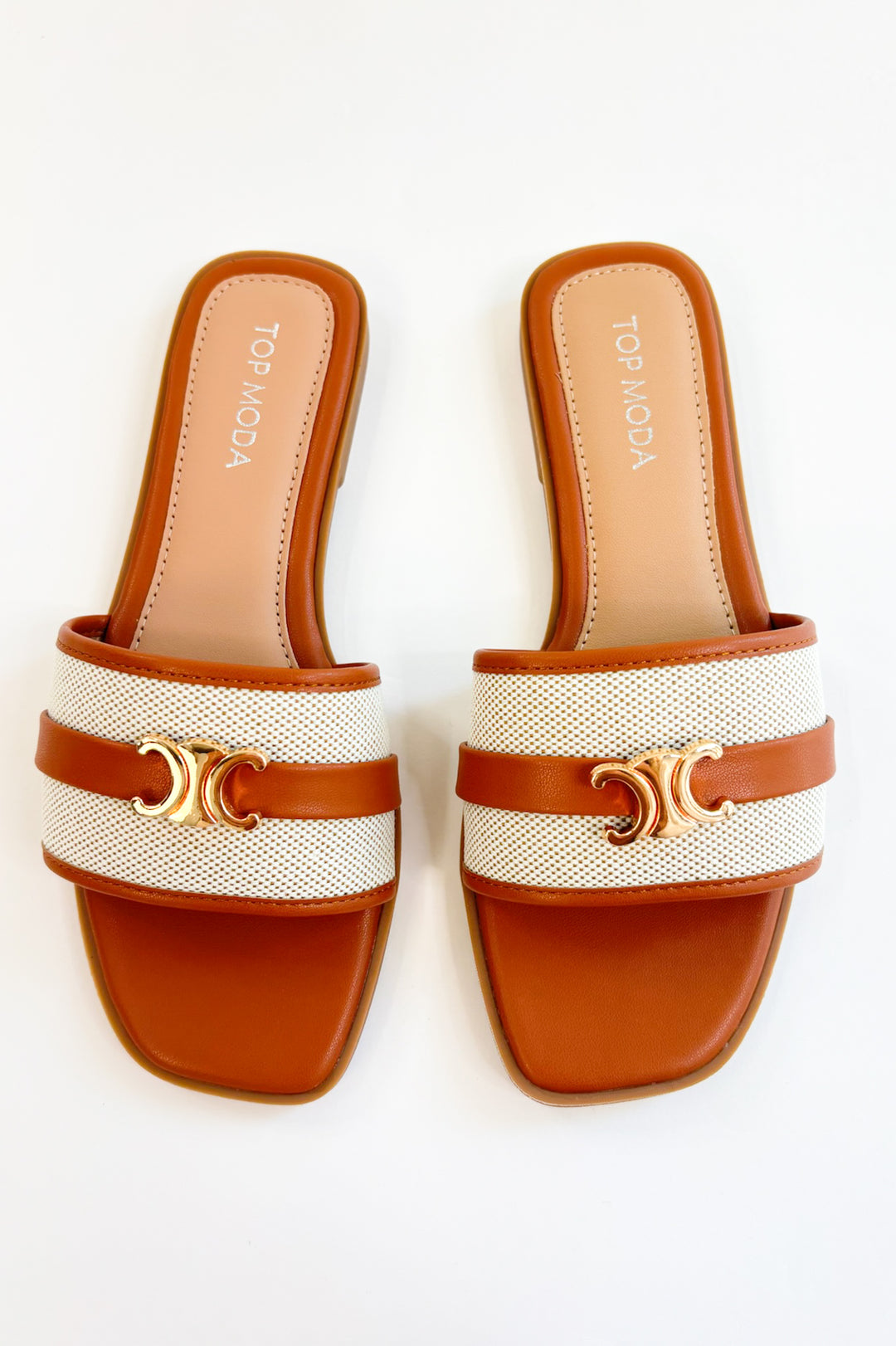 Neutral Girl Slip on Striped Slides