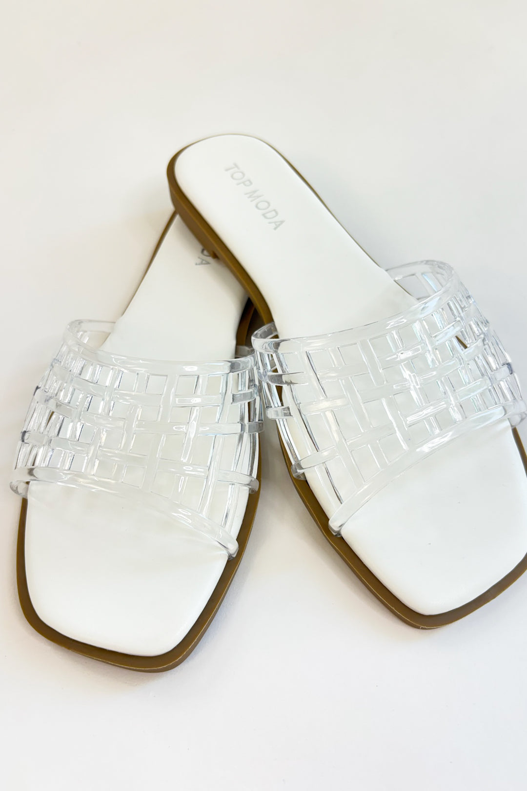 The Woven Way Jelly Slide – White