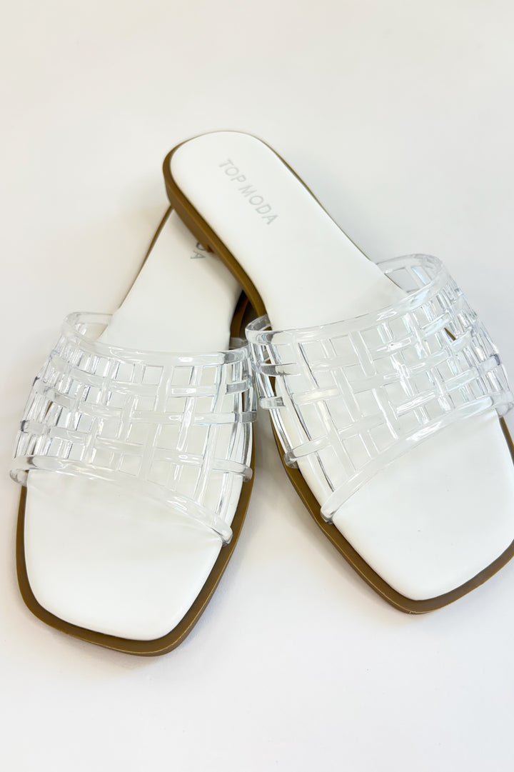 The Woven Way Jelly Slide – White