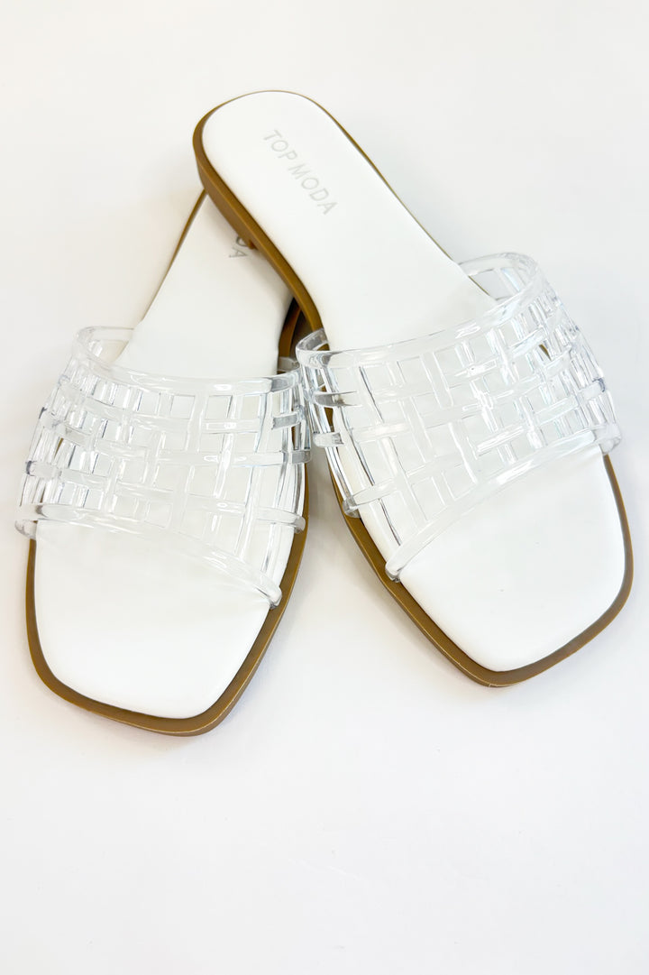 The Woven Way Jelly Slide – White