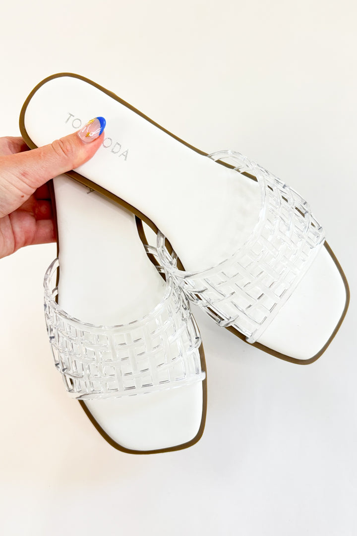 The Woven Way Jelly Slide – White