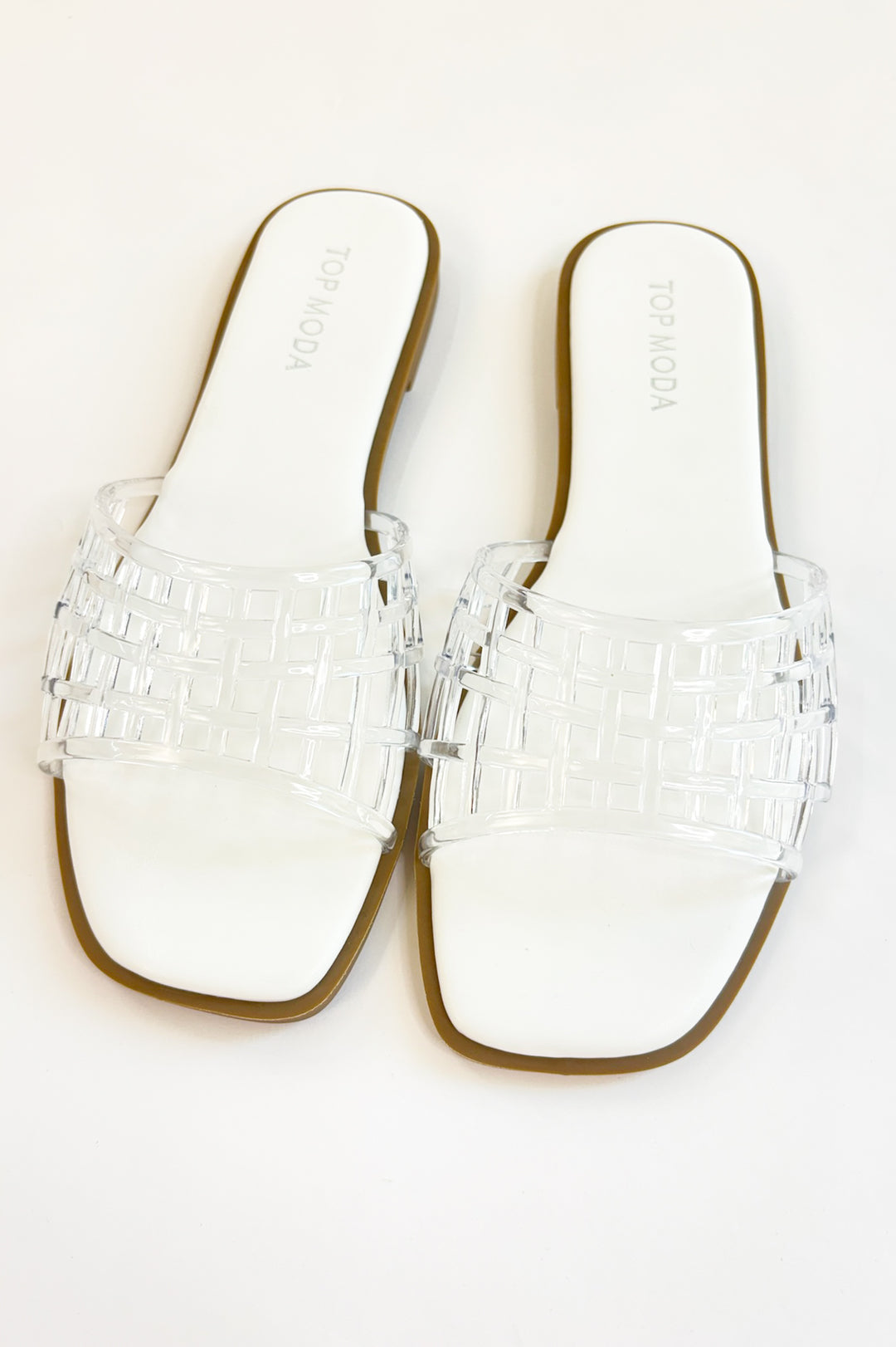 The Woven Way Jelly Slide – White