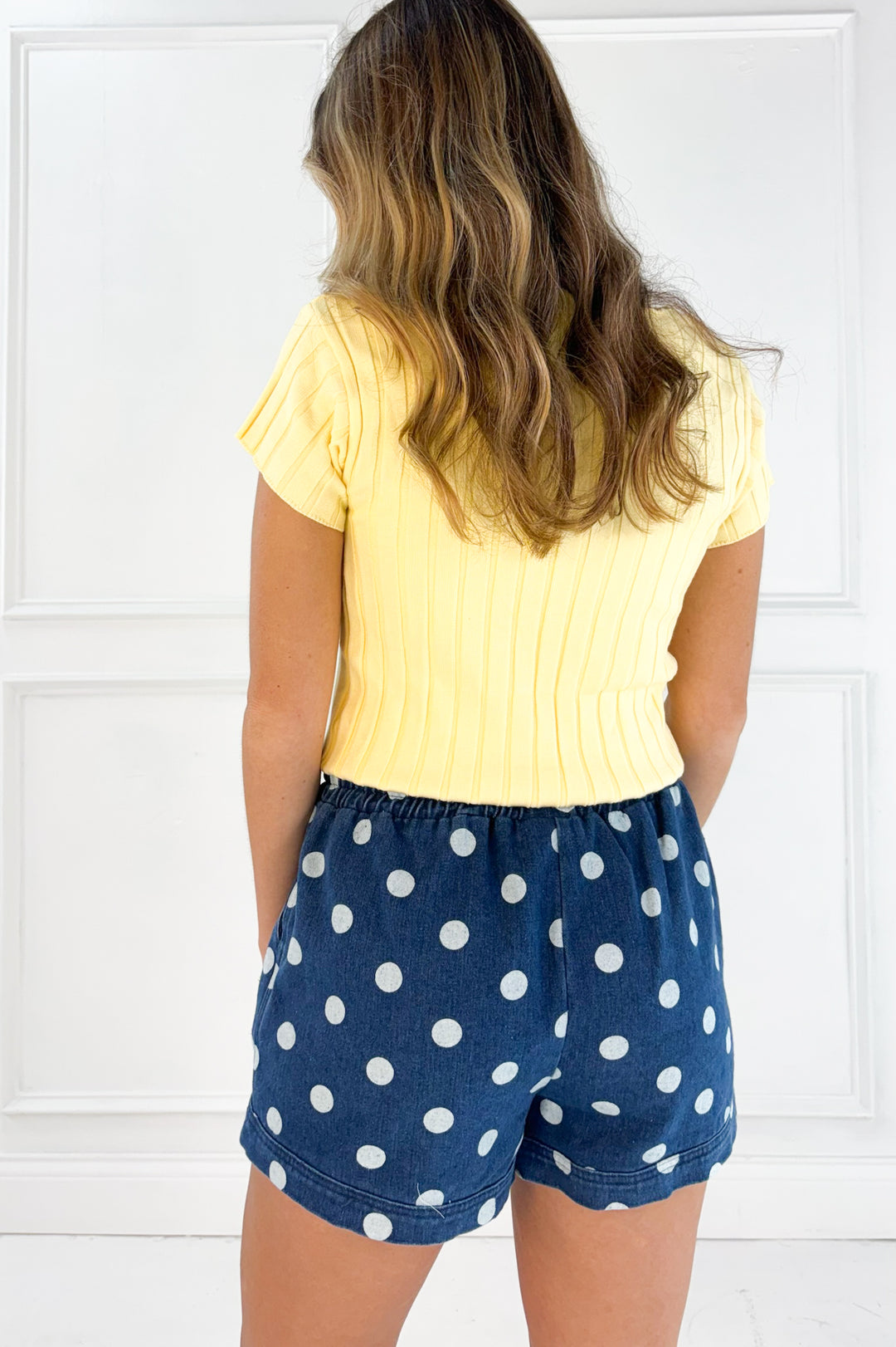 Ribbed Short Sleeve Button Front Top