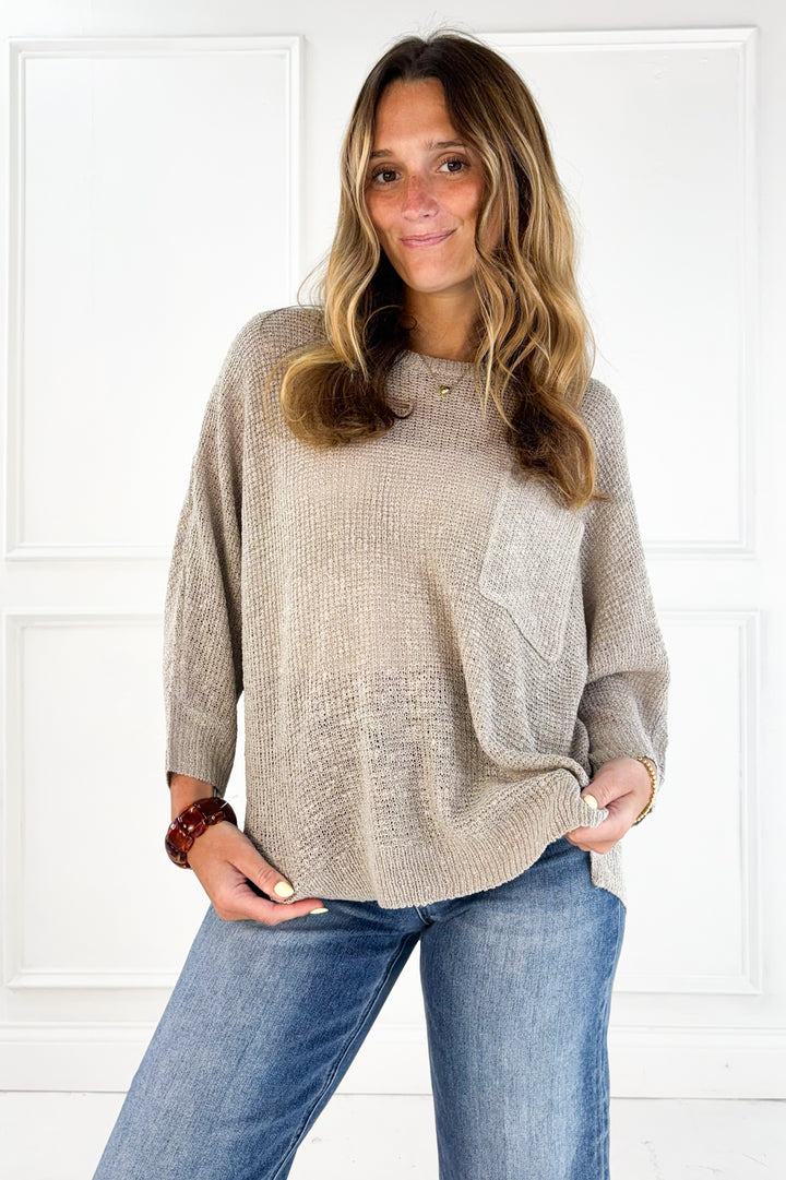 Textured Dolman Sleeve Knit Sweater
