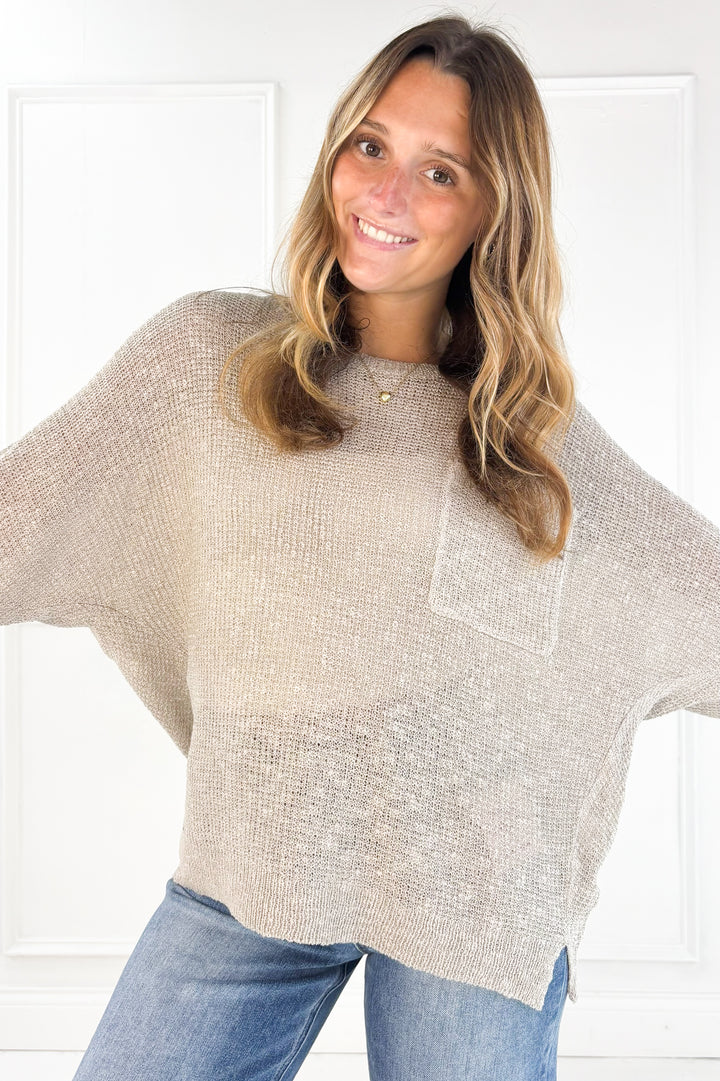 Textured Dolman Sleeve Knit Sweater