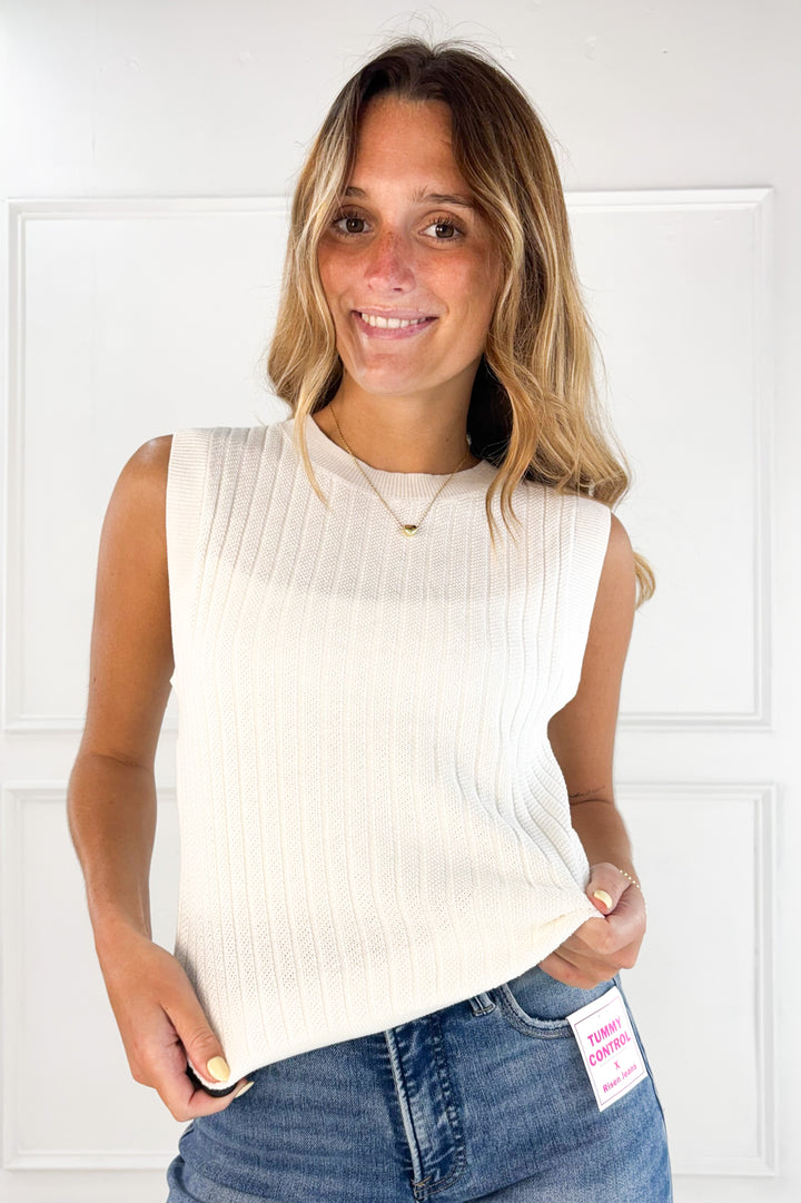 Textured Ribbed Classic Cut Sweater Tank