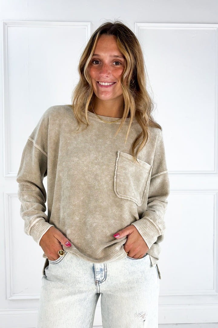 Long Sleeve Rib Knit Top