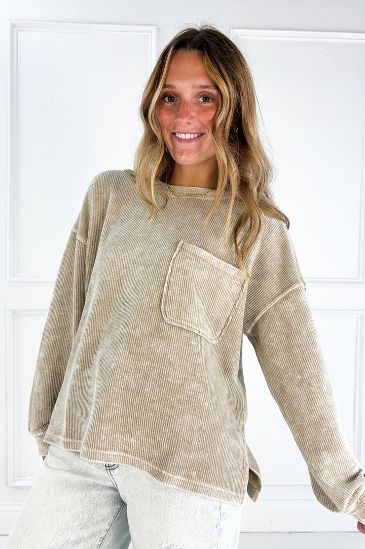 Long Sleeve Rib Knit Top