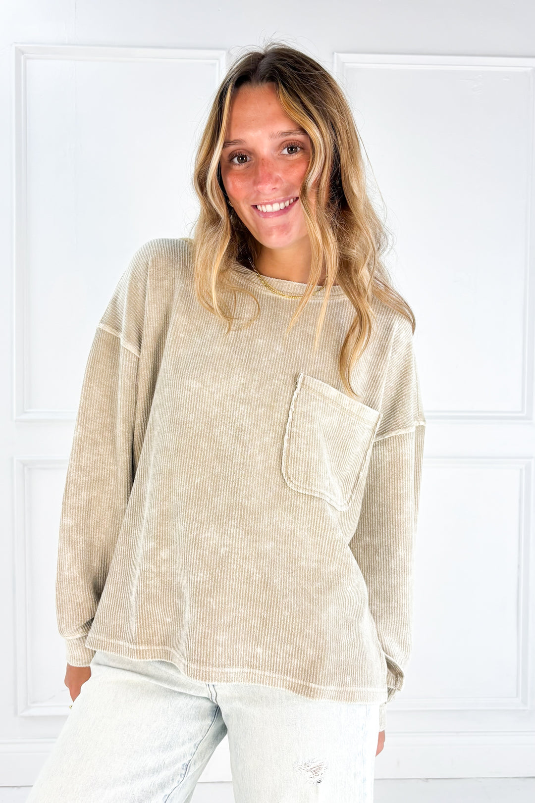 Long Sleeve Rib Knit Top