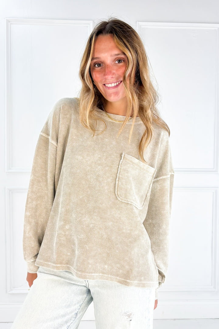 Long Sleeve Rib Knit Top