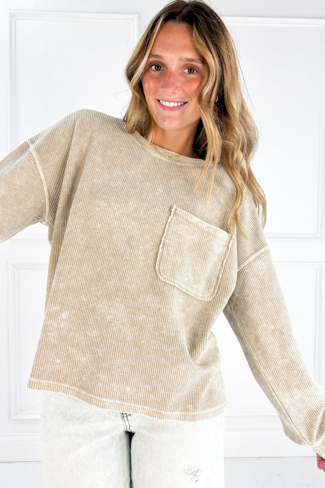 Long Sleeve Rib Knit Top