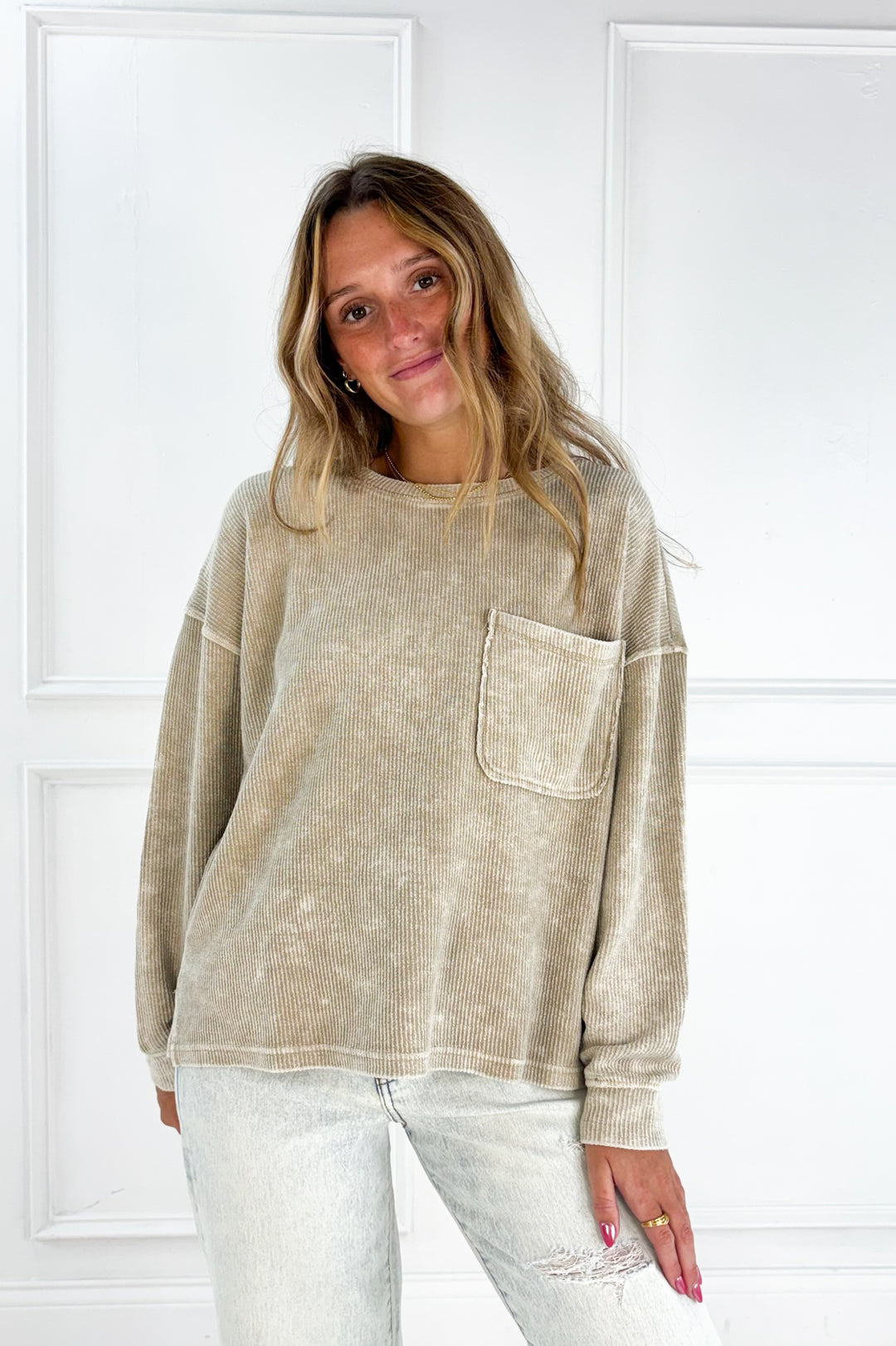 Long Sleeve Rib Knit Top