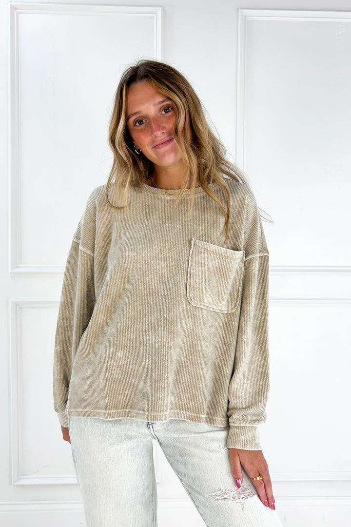 Long Sleeve Rib Knit Top