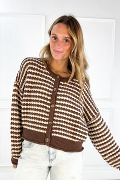 Textured Crochet Striped Cardigan
