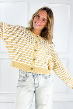 Textured Crochet Striped Cardigan