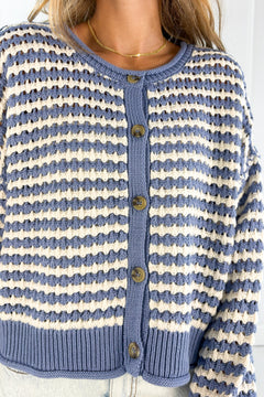 Textured Crochet Striped Cardigan