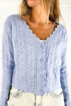 Scallop Hem Cable Knit Cardigan