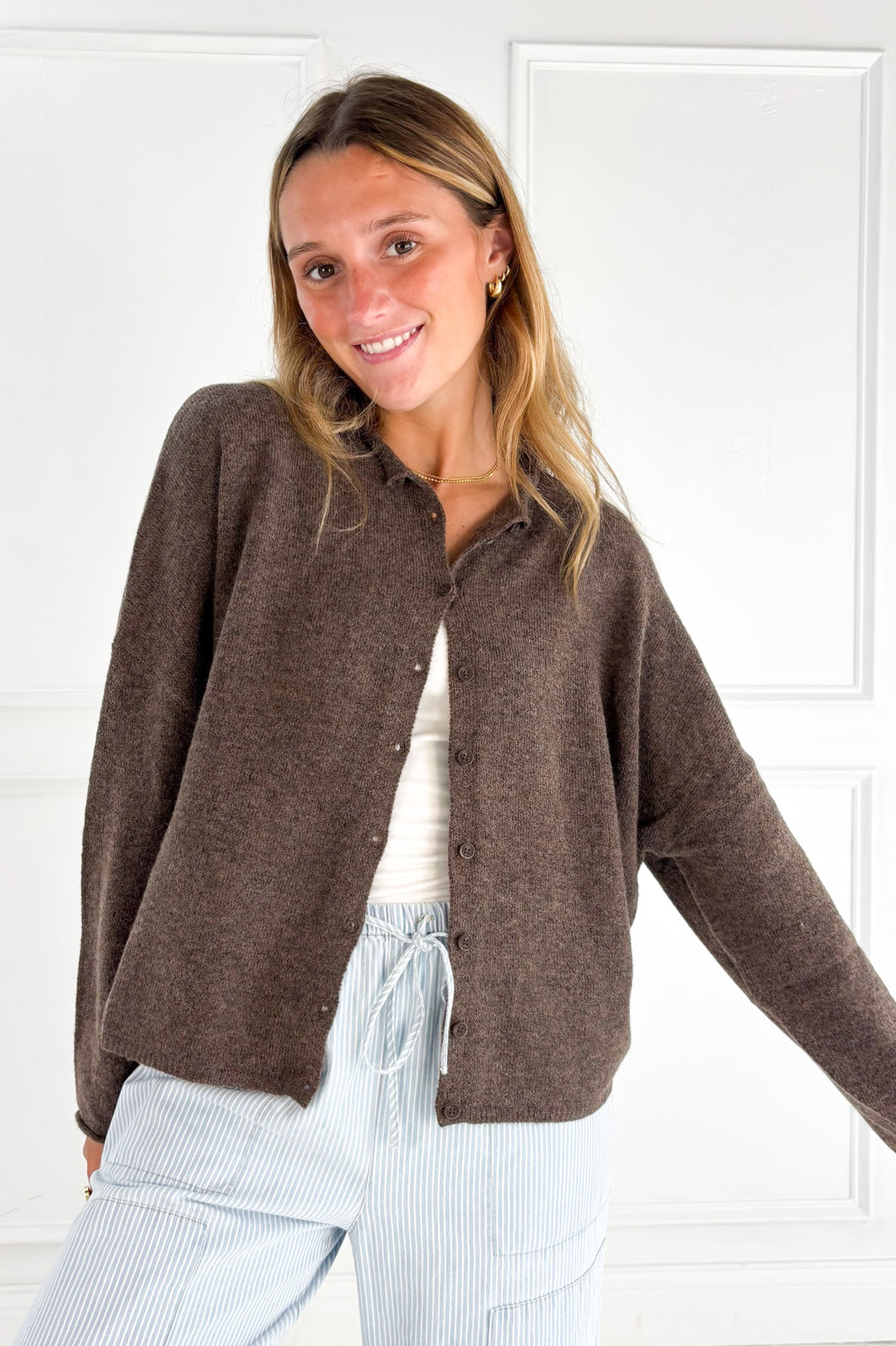 Lightweight Button Down Knit Cardigan