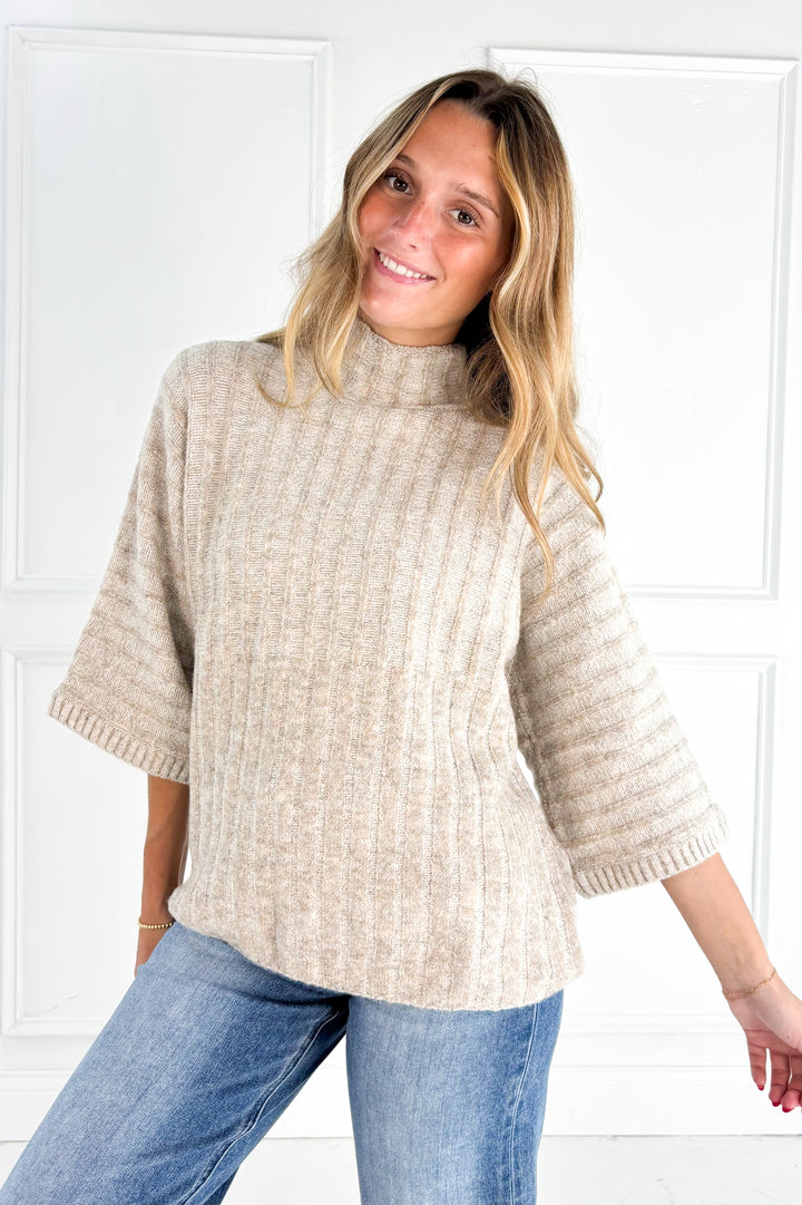 Ribbed Mock Neck Sweater