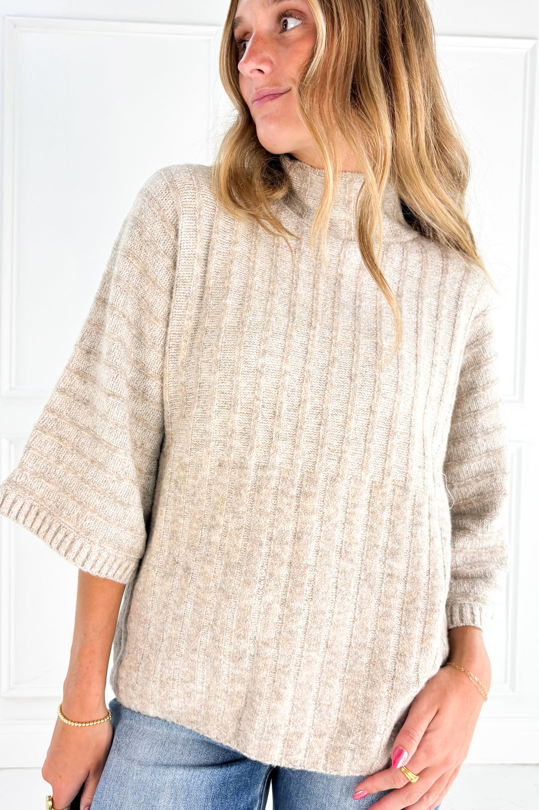 Ribbed Mock Neck Sweater