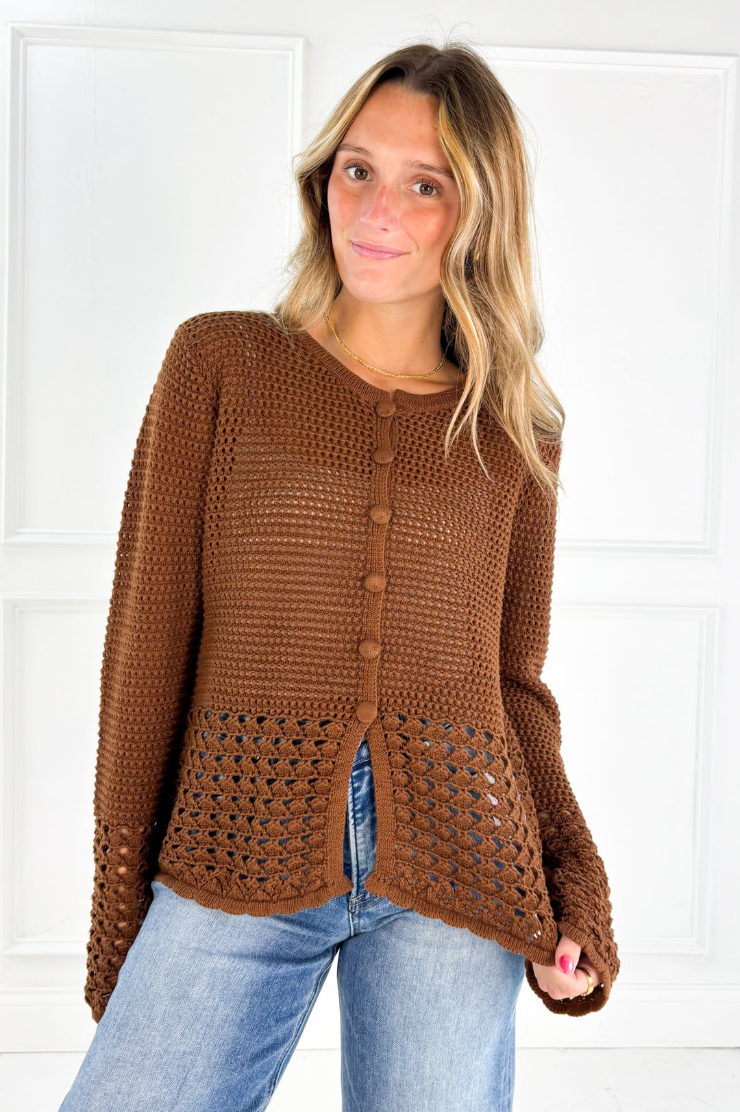 Brown Crochet Cardigan