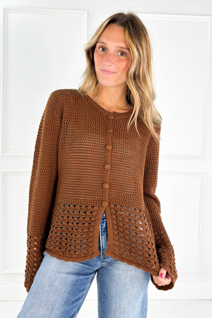 Brown Crochet Cardigan