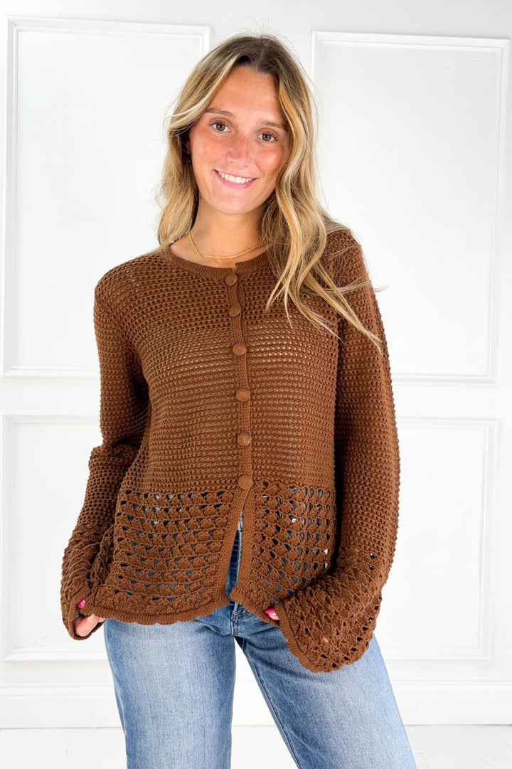 Brown Crochet Cardigan