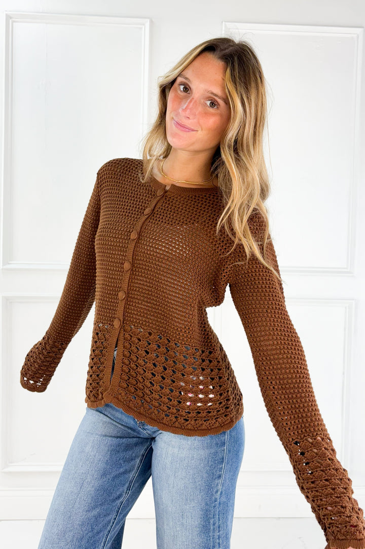 Brown Crochet Cardigan