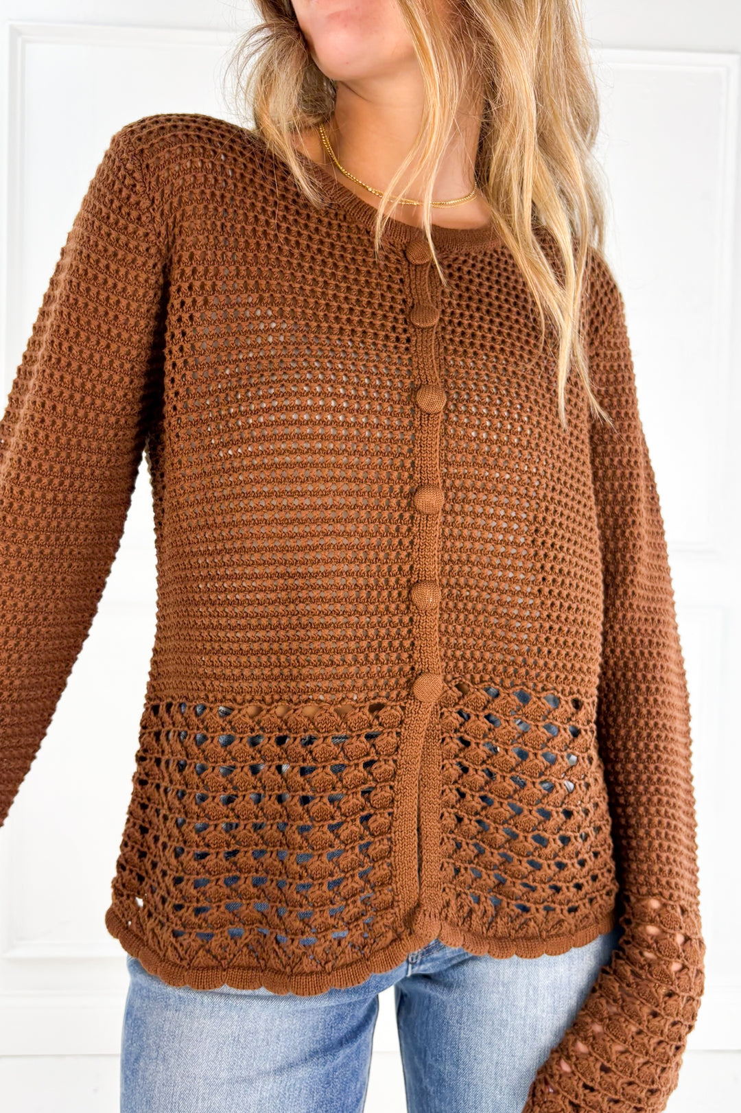 Brown Crochet Cardigan