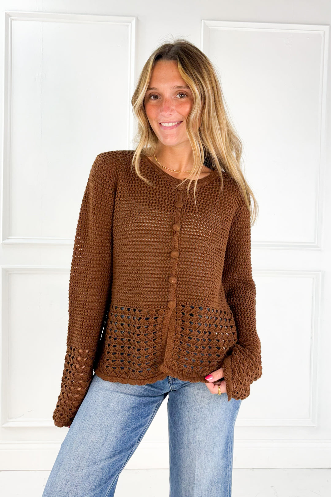 Brown Crochet Cardigan