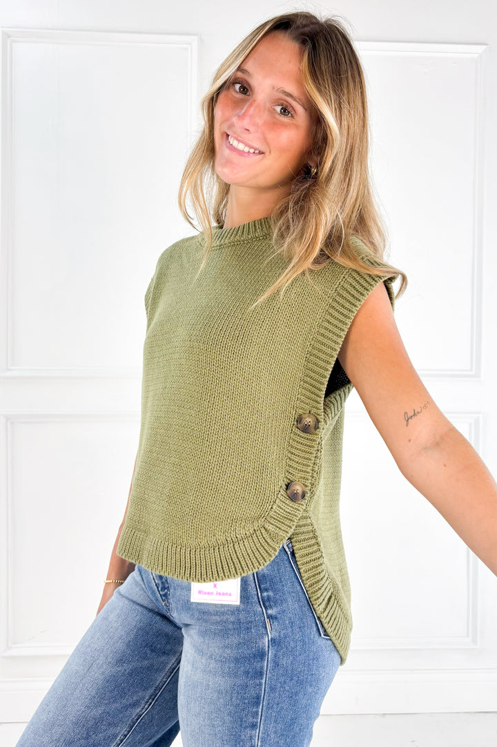 Button Side Sweater Vest