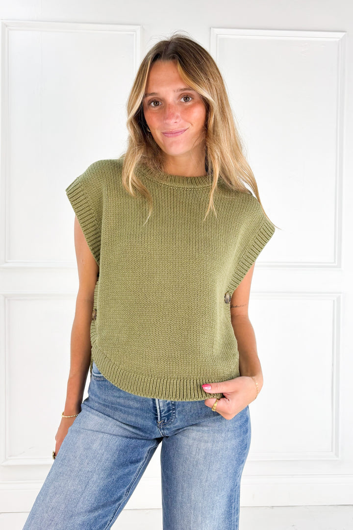 Button Side Sweater Vest